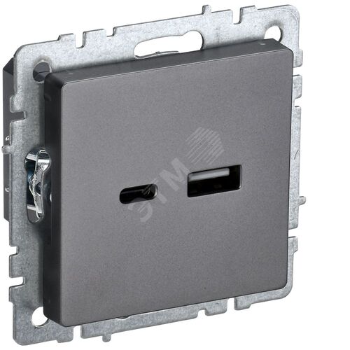 Изображение товара BRITE Розетка USB A+C 18Вт РЮ11-1-БрС сталь (шт)