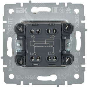 BRITE Выключатель одноклавишный перекрестный 10А ВС10-1-3-БрБ белый - фото 4