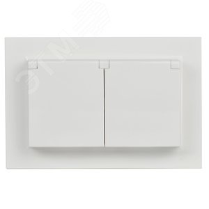 BRITE Розетка двойная с заземлением с защитными шторками и крышкой 16А в сборе IP44 РСбш12-3-44-БрБ белый - фото 3