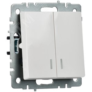 BRITE Выключатель двухклавишный с индикацией 10А ВС10-2-1-БрБ белый - фото 5