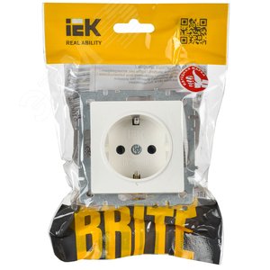 BRITE Розетка с заземлением с защитными шторками 16А РС14-1-0-БрБ белый - фото 2