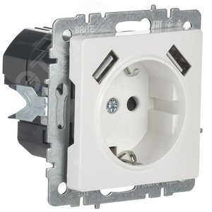 BRITE Розетка с заземлением с защитными шторками 16А с USB A+A 2,1А РЮш10-1-БрБ белый - фото 5