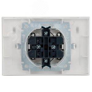 BRITE Розетка двойная с заземлением с защитными шторками и крышкой 16А в сборе IP44 РСбш12-3-44-БрБ белый - фото 4