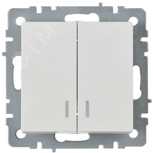 BRITE Выключатель двухклавишный с индикацией 10А ВС10-2-1-БрБ белый - фото 3