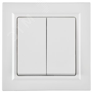 BRITE Выключатель двухклавишный проходной 10А ВС10-2-6-БрБ белый - фото 3