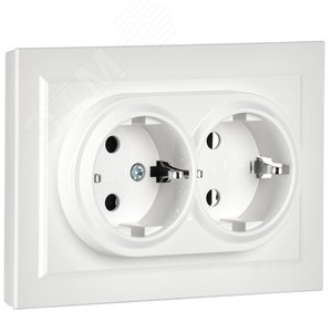 BRITE Розетка двойная с заземлением без защитных шторок 16А в сборе РС12-3-БрБ белый - фото 4