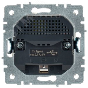 BRITE Розетка с заземлением с защитными шторками 16А с USB A+A 2,1А РЮш10-1-БрБ белый - фото 4