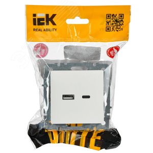 BRITE Розетка USB A+C 18Вт РЮ11-1-БрБ белый BR-U22-018-K01 IEK - 2