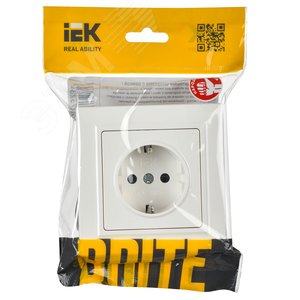 BRITE Розетка с заземлением с защитными шторками 16А в сборе РСР14-1-0-БрБ белый - фото 2