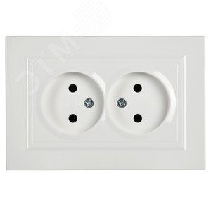 BRITE Розетка двойная без заземления без защитных шторок 10А в сборе РС12-2-БрБ белый - фото 3