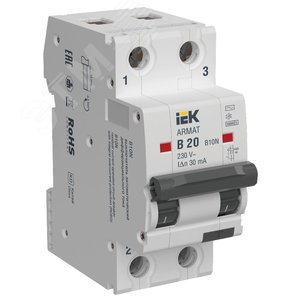 Изображение товара Выключатель автоматический дифференциального тока B10N 2P B20 30мА тип AC (шт)