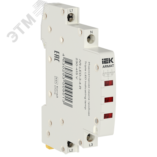 Изображение товара Лампа индикаторная тройная LED 230-415В AC красная (шт)