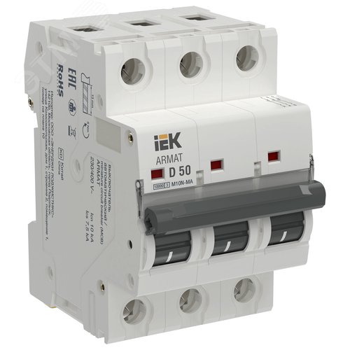 Изображение товара Выключатель автоматический без теплового расцепителя M10N-MA 3P D 50А (шт)