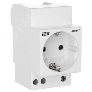 Изображение товара ARMAT Розетка на DIN-рейку 45мм с заземлением с защитными шторками 16А IEK (шт)
