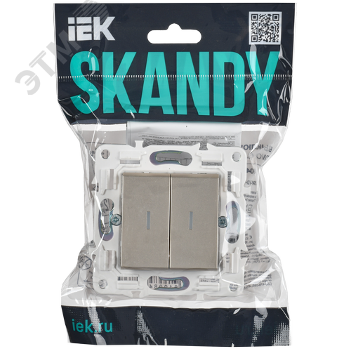 SKANDY Выключатель 2-клавишный проходной с индикацией 10А SK-V10Sh шампань IEK - фото 2