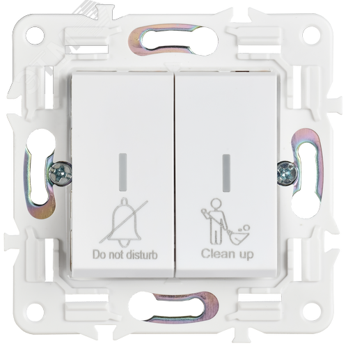 SKANDY Выключатель 2-клавишный с индикацией для отелей 10А SK-V16W арктический белый IEK - фото 5