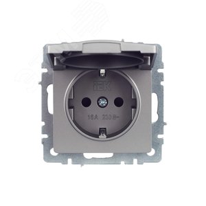 BRITE Розетка с заземлением с защитными шторками и крышкой 16А IP44 РСбш10-3-44-БрС сталь - фото 10