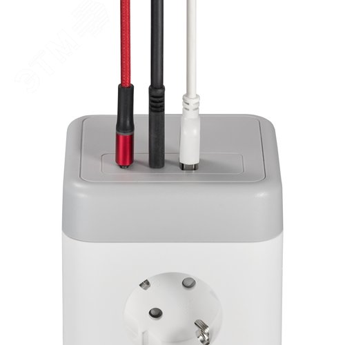 DOMINIC Удлинитель У08K 8 мест 2P+PE 1,5м 3х1,0мм2 16А/250В USB A+C 20Вт серый IEK - фото 5