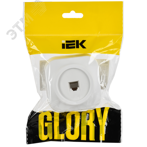 GLORY Розетка для открытой установки компьютерная RJ45 кат.5E РК10-ХБм белый матовый IEK - фото 2