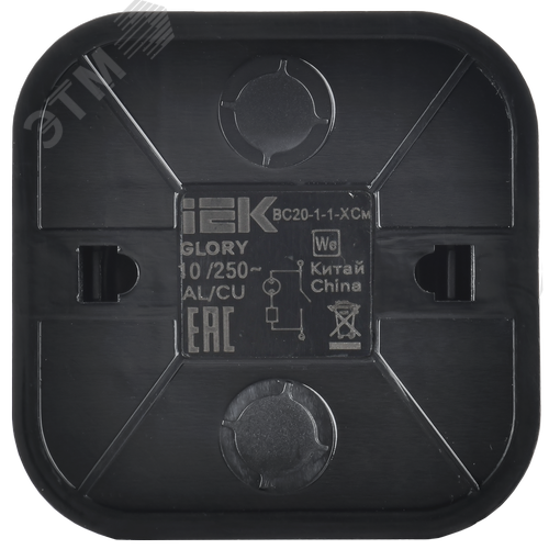 GLORY Выключатель 1-клавишный для открытой установки с индикацией 10А ВС20-1-1-ХСм сталь матовый IEK - фото 3
