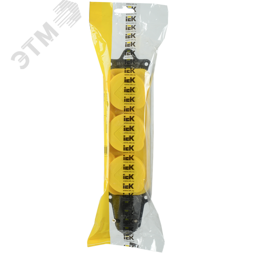 Розетка трехместная ОМЕГА IP44 желтая РБ33-1-0м - фото 2