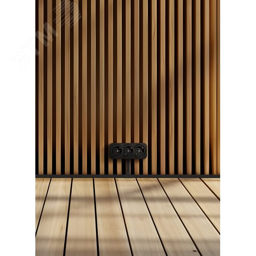 Розетка 3-местная для открытой установки с заземлением с защитными шторками с предварительным подключением 16А черный матовый QUTEO - фото 7