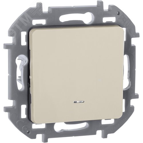 Выключатель 1-клавишный проходной с подсветкой/индикацией 10АХ безвинтовое крепление слоновая кость INSPIRIA - фото 1
