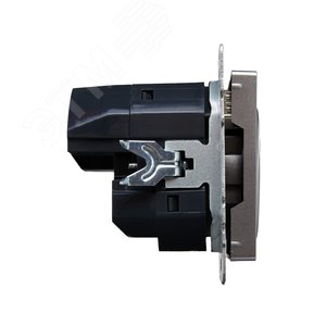 BRITE Розетка с заземлением с защитными шторками 16А с USB A+A 2,1А РЮш10-1-БрС сталь - фото 3