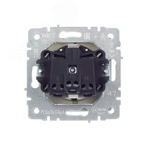 BRITE Розетка с заземлением с защитными шторками и крышкой 16А IP20 РСбш10-3-БрА алюминий - фото 7