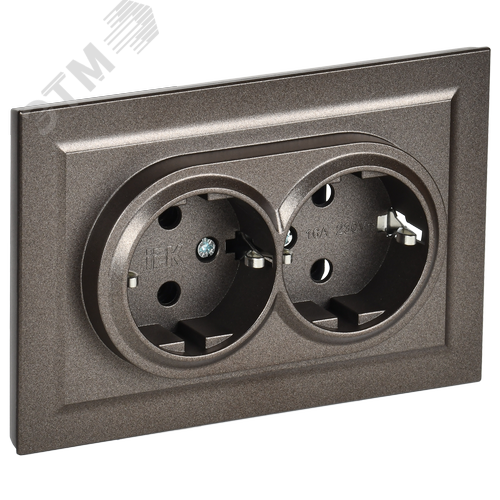 Изображение товара BRITE Розетка двойная с заземлением без защитных шторок 16А в сборе РС12-3-БрТБ темная бронза (шт)