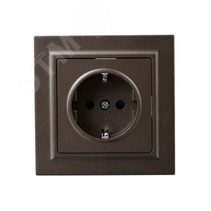 BRITE Розетка 1 пост с заземлением с защитными шторками 16А в сборе РСР14-1-0-БрТБ темная бронза IEK - фото 2