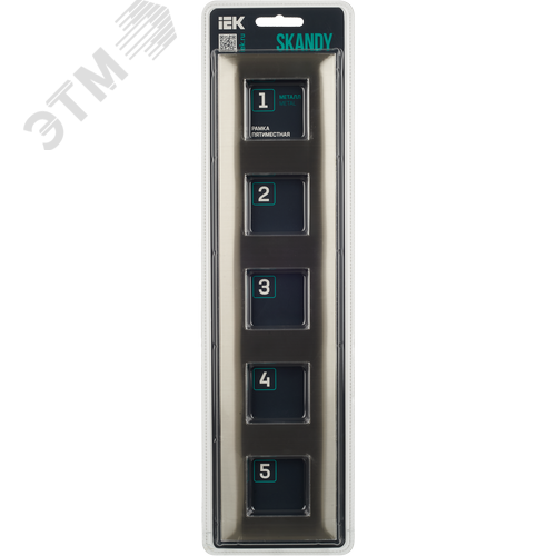 SKANDY Рамка 5-местная SK-F35N металл никель IEK - фото 5