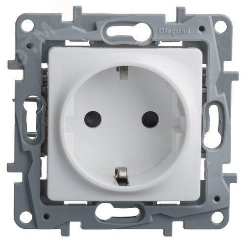 Розетка 1-местная с заземлением без защитных шторок 16А белый ETIKA - фото 5