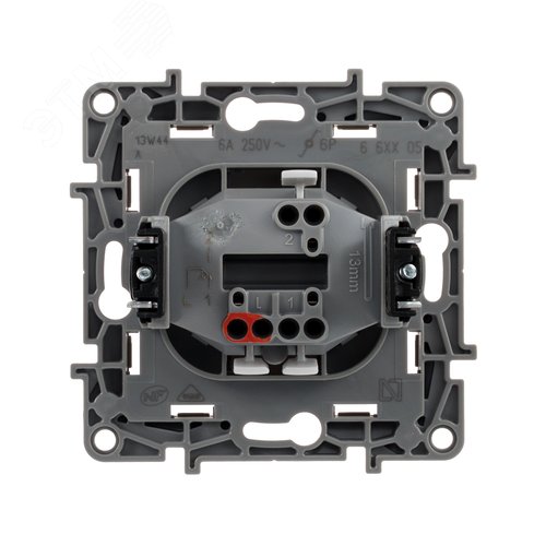 Выключатель 1-клавишный проходной самовозвратный 6А безвинтовое крепление белый ETIKA - фото 3