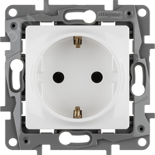 Розетка 1-местная с заземлением без защитных шторок 16А белый ETIKA - фото 6