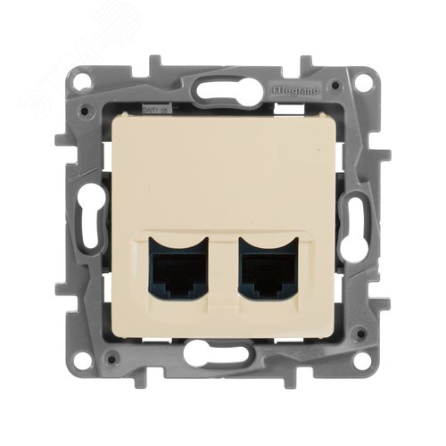 Розетка компьютерная двойная RJ45 категория 6 UTP слоновая кость ETIKA - фото 3
