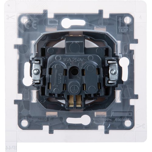 Розетка 1-местная с заземлением с защитными шторками и крышкой 16А IP44 белый ETIKA - фото 6