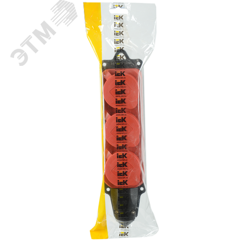 Розетка трехместная ОМЕГА IP44 красная РБ33-1-0м - фото 2