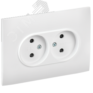 SKANDY Розетка 2-местная без заземления с защитными шторками 10А в сборе SK-R09W арктический белый IEK - фото 1