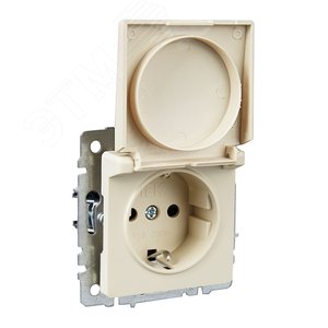 BRITE Розетка с заземлением с защитными шторками и крышкой 16А IP20 РСбш10-3-БрКр бежевый - фото 5