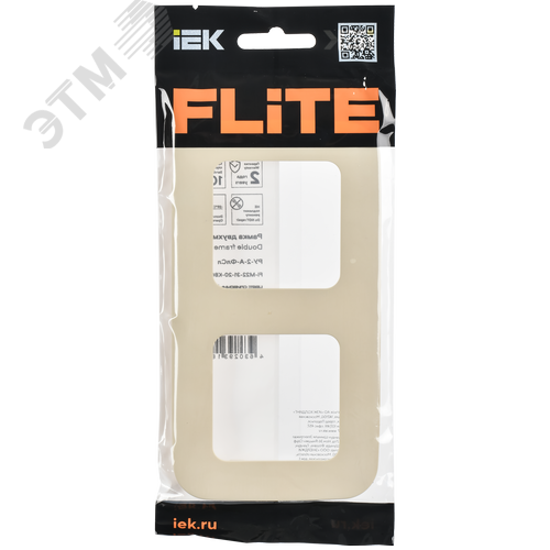 FLITE ARTISTIC Рамка 2-местная РУ-2-А-ФлСл сливочный IEK - фото 2