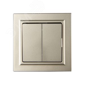 BRITE Выключатель двухклавишный 10А в сборе ВСР10-2-0-БрШ шампань IEK - фото 2