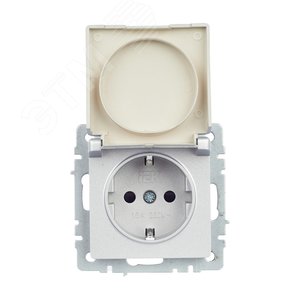 BRITE Розетка с заземлением с защитными шторками и крышкой 16А IP44 РСбш10-3-44-БрА алюминий - фото 9