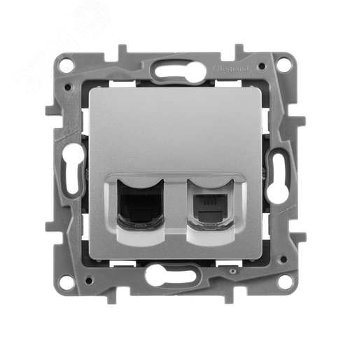 Розетка двойная RJ11+RJ45 кат.5E UTP алюминий ETIKA - фото 3