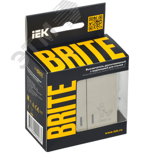 BRITE Выключатель 2-клавишный с индикацией для отелей 10А ВС10-2-9-БрКр бежевый IEK - фото 2