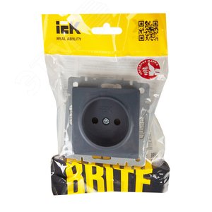 BRITE Розетка 1 пост без заземления с защитными шторками 10А РСш10-2-БрМ маренго IEK - фото 6