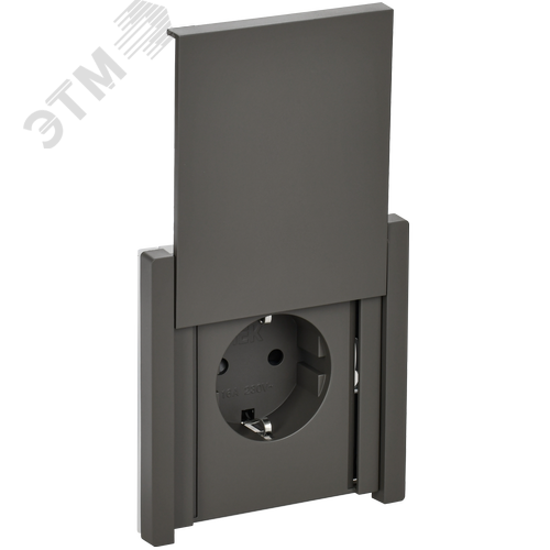 FORTE&PIANO Розетка 1-местная с заземлением с защитными шторками и крышкой винтовое крепление 16А IP44 FP321 серый IEK - фото 1