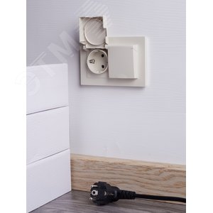 BRITE Розетка двойная с заземлением с защитными шторками и крышкой 16А в сборе IP44 РСбш12-3-44-БрКр бежевый - фото 8