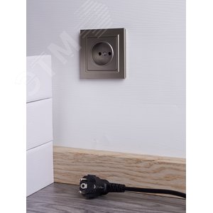 BRITE Розетка 1 пост без заземления без защитных шторок 10А в сборе РСР10-1-0-БрШ шампань IEK - фото 6