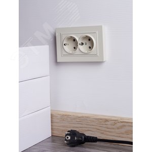 BRITE Розетка двойная с заземлением без защитных шторок 16А в сборе РС12-3-БрКр бежевый - фото 6